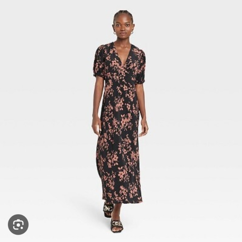 Target Floral Black and Pink Maxi Dress